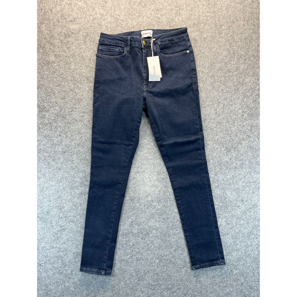 NEW Frame Jeans Women's 2 Le One Skinny‎ Mid Rise Dark Blue Stretch Denim